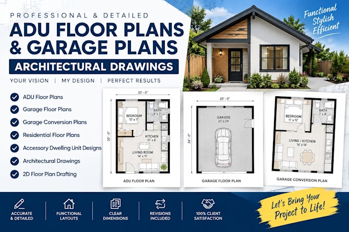 adu floor plan garage design architectural drawings