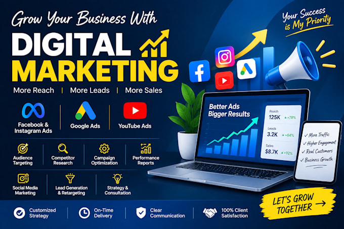 create and manage facebook, instagram and google ads