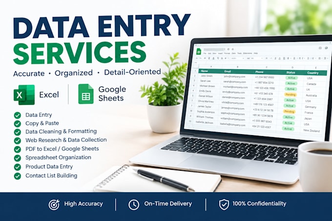 be your detail oriented data entry virtual assistant