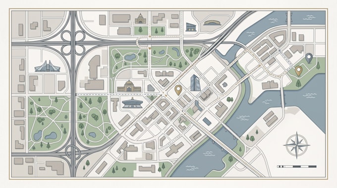 design detailed vector map, route direction map, and vector illustration