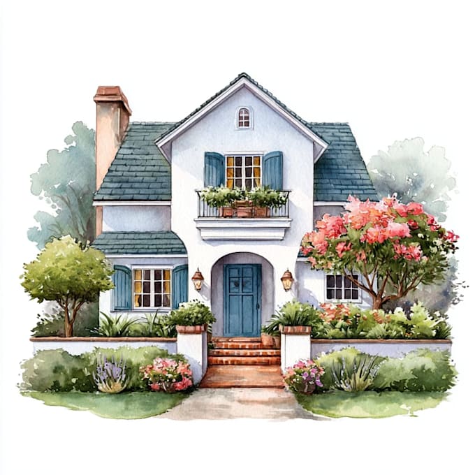 a watercolor house illustration