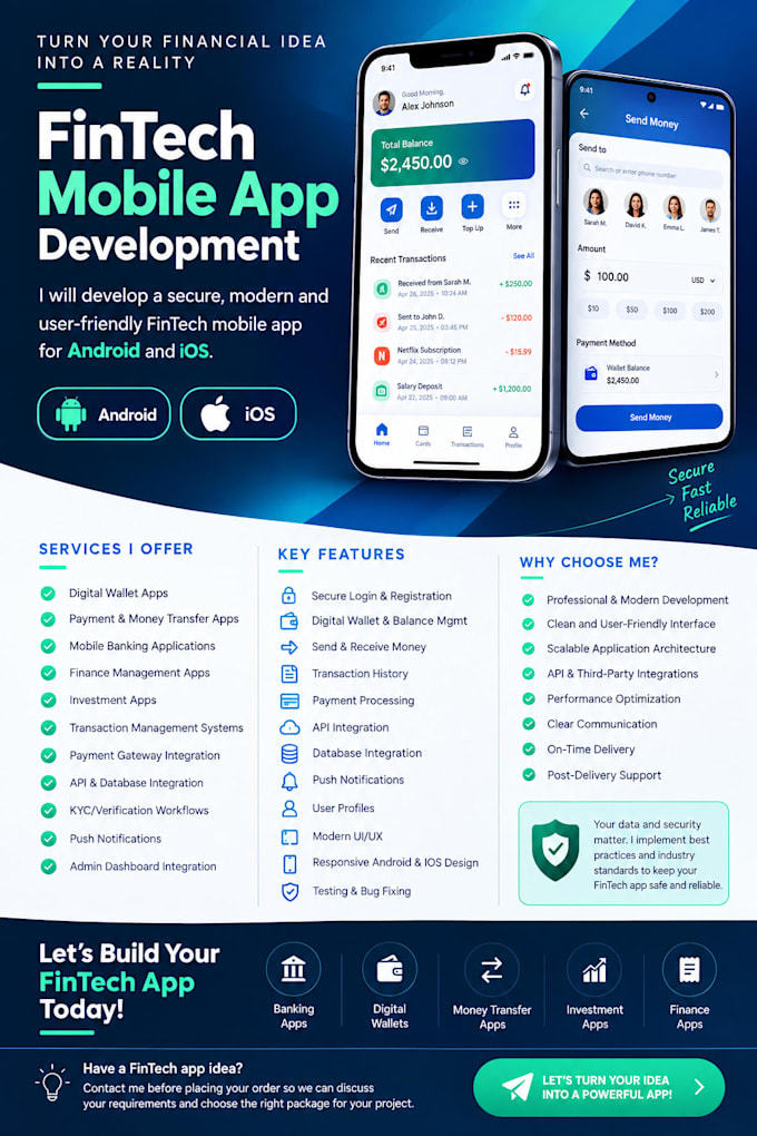 develop a fintech mobile app for android and ios