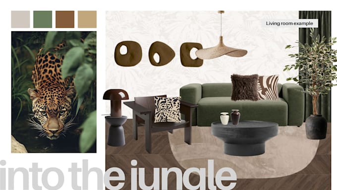create interior mood board, shopping list and 2d layout proposal