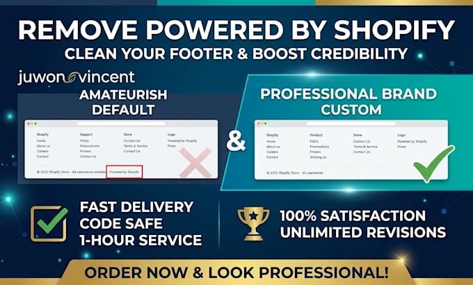 remove powered by shopify from your shopify store in 1 hour