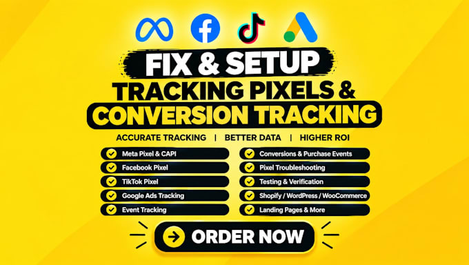 setup and fix meta pixel facebook pixel tiktok pixel capi, google ads tracking