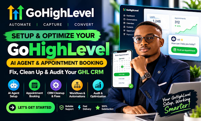 setup go high level ai agent appointment booking, audit, fix and cleanup ghl CRM