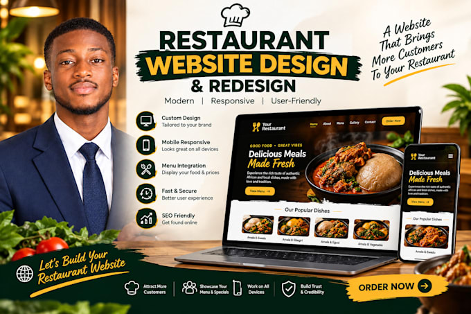 design your resturant business  website