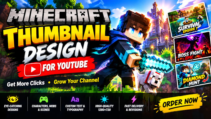 design a professional minecraft thumbnail for youtube