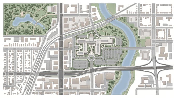 create custom map illustration, flat map, business location map