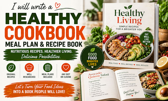 be your ghostwriter for cookbook, book design, formatting for amazon KDP