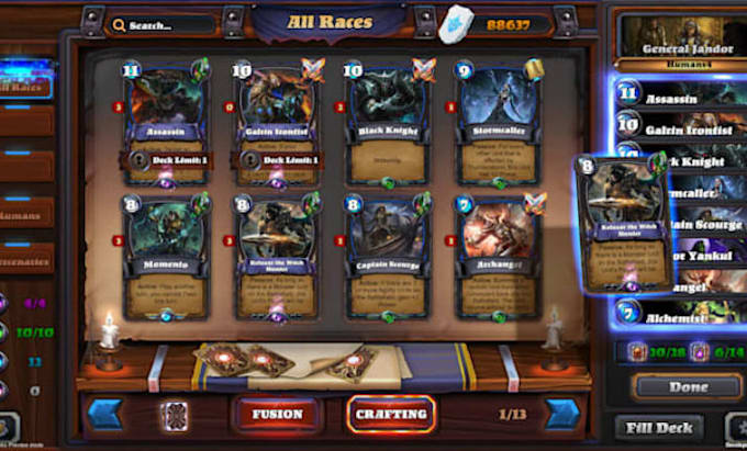develop tarot card game in unity, 2d multiplayer tcg, ccg and mobile game