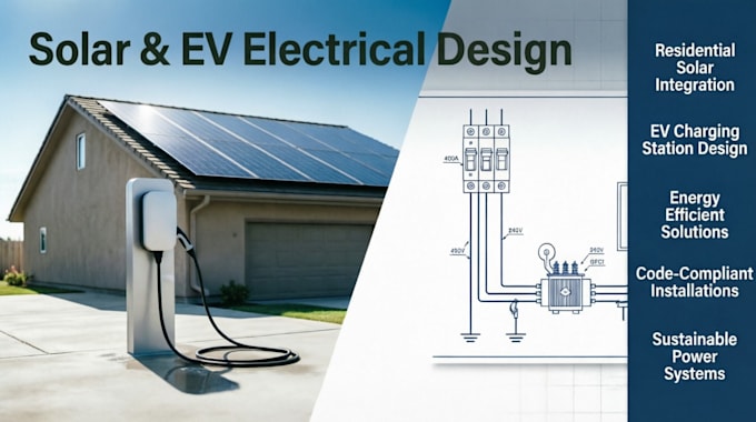 design solar panel upgrade and ev charger electrical layouts for ca and tx