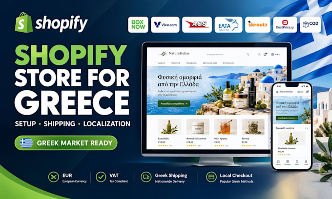 setup shopify ecommerce store for greece with payment shipping and localization