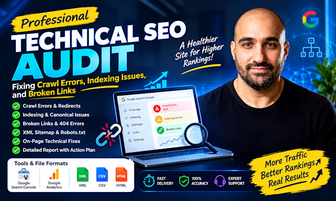 technical seo audit fixing crawl errors indexing website issues and broken link