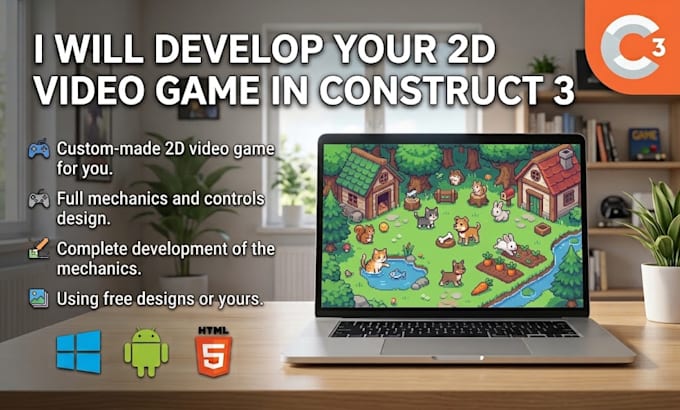 make a 2d game in construct 3 for you