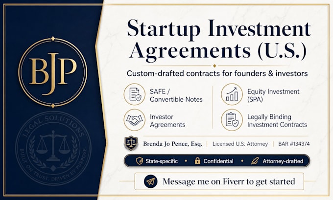 draft a bespoke startup equity investment agreement
