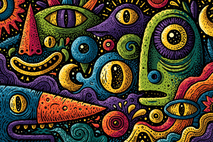 create psychedelic and trippy style illustration