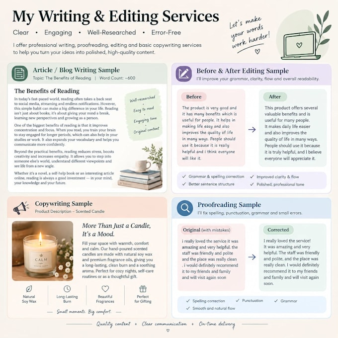 proofread, edit and correct your english grammar