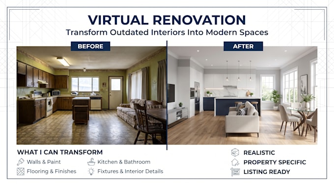 renovate outdated property photos with realistic virtual renovation