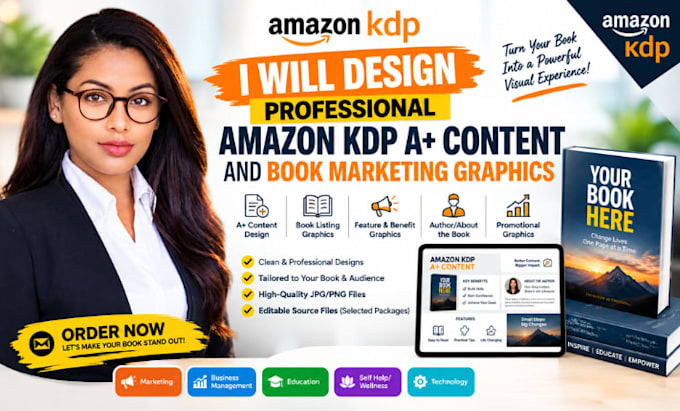 design professional amazon KDP a plus content and book marketing graphics