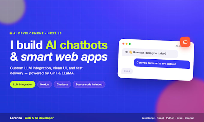 build an ai chatbot or web app with llm integration using nextjs