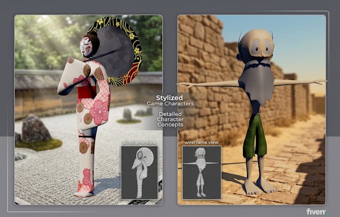 create 3d low poly characters and props
