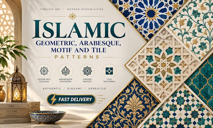 design islamic geometric, arabesque, motif and tile patterns
