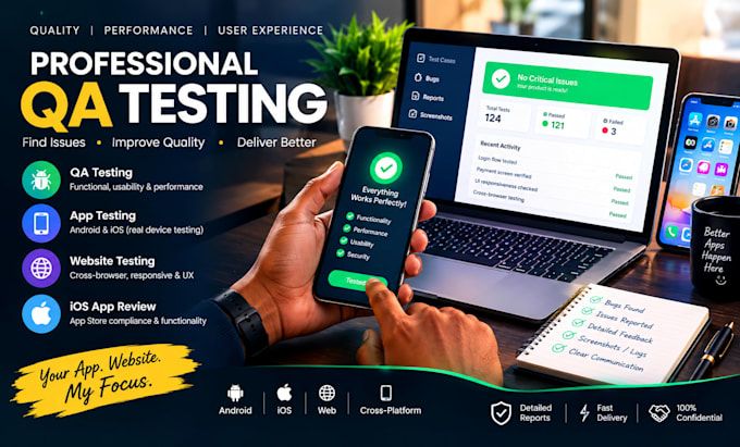 qa testing, app testing, website testing, ios app review