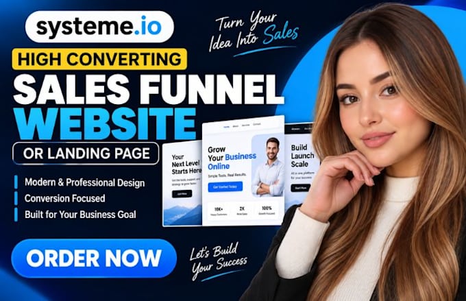 build high converting systeme io sales funnel website or landing page
