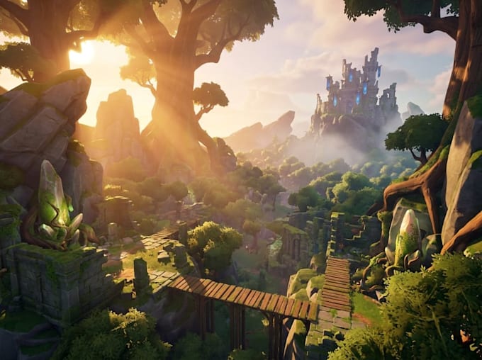 design 3d game environment and open world maps, level design in unity and ue5