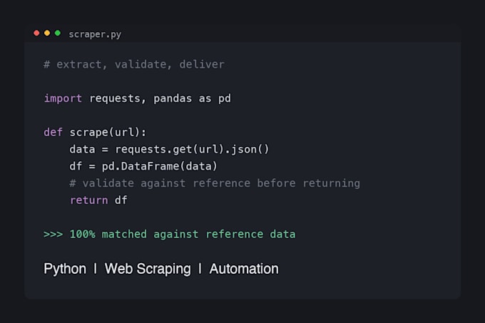 write a python script to scrape, extract, or automate your data