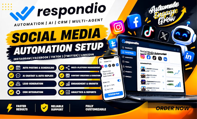 setup social media automation, facebook and instagram chatbot, manychat