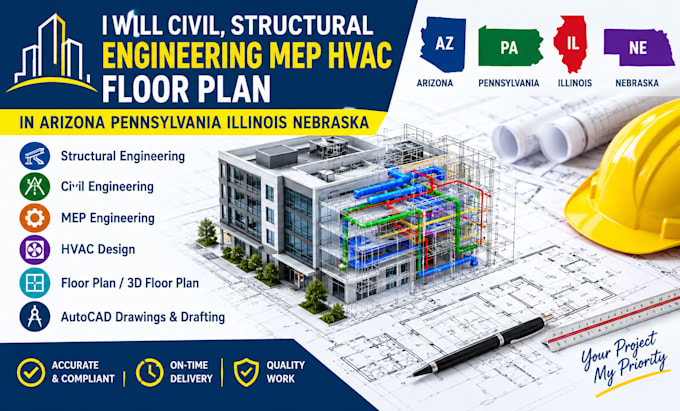 civil, structural engineering mep hvac floor plan in arizona pennsylvania il ne