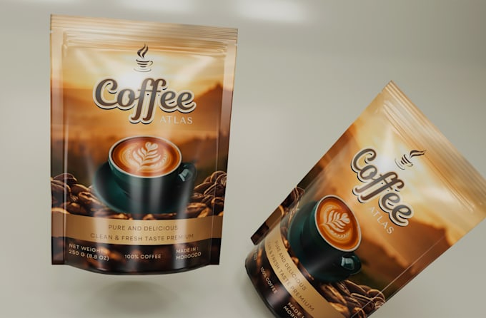 do premium coffee packaging, tea, mylar bag, and label design