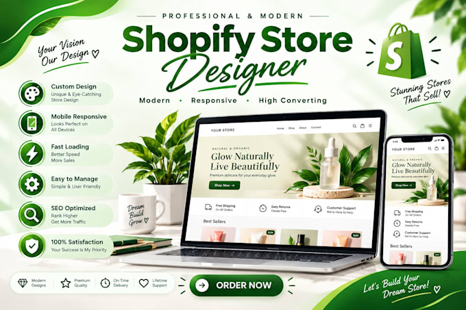 design a luxury shopify store design or shopify website builder