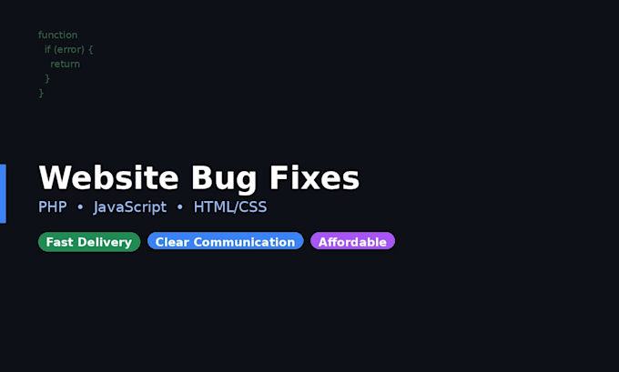 fix bugs and errors on your PHP, HTML, CSS or javascript website