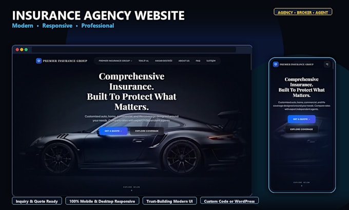 build a modern insurance agency broker or agent website