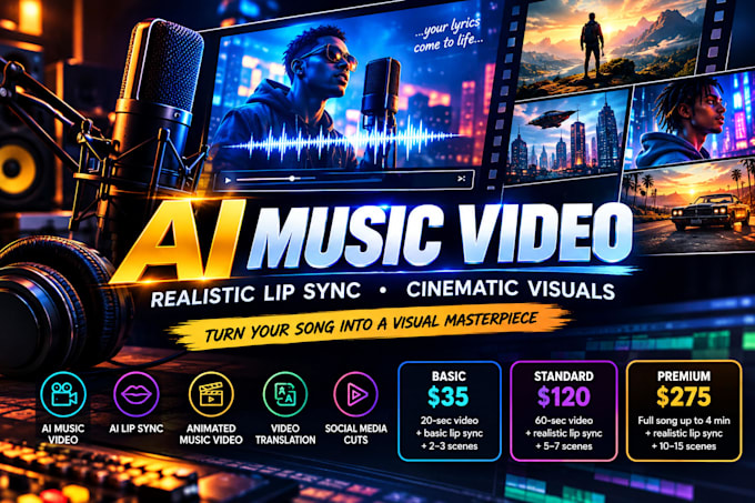 create an ai music video with realistic lip sync animation