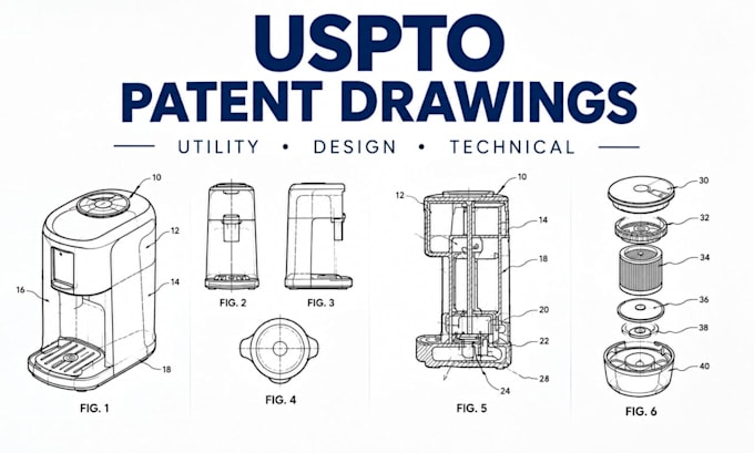 create uspto provisional patent drawings and patent illustrations