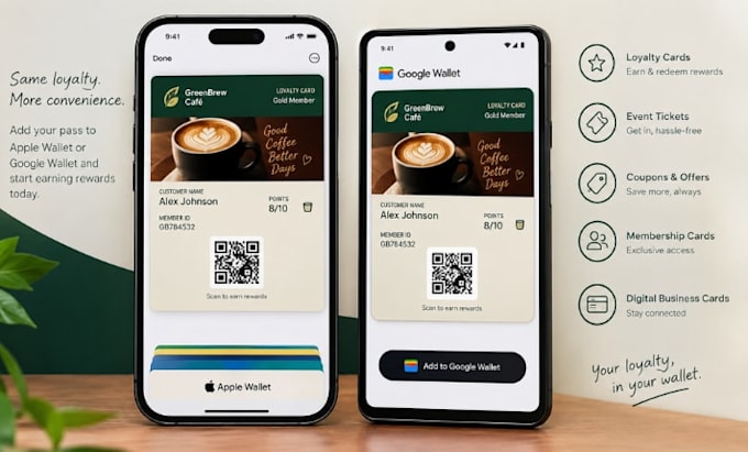 create apple and google wallet loyalty stamp card with passkit