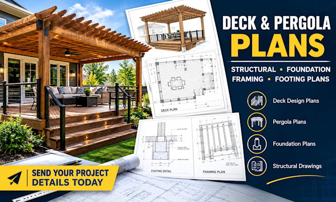 design deck pergola permit drawings foundation structural plans