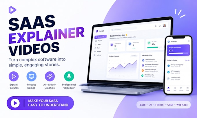 create a saas explainer video or product demo using ai motion graphics