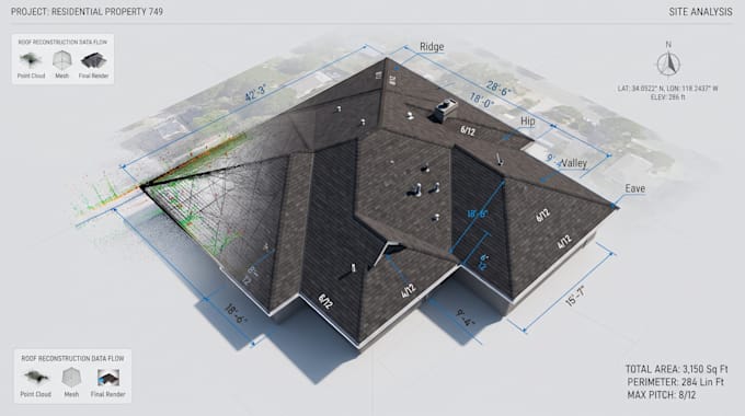 develop roof and terrain 3d reconstruction and measurement software