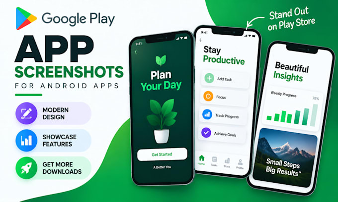 design google play store screenshots for android apps