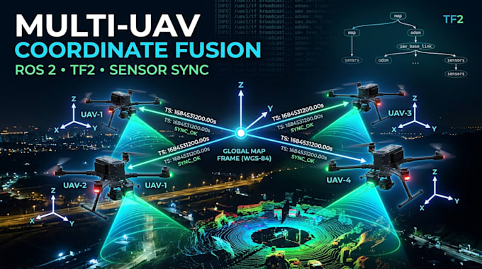 develop ros 2 sensor synchronization tf2 and multi uav coordinate fusion