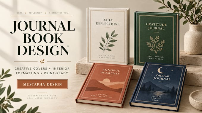 do journal design, planner design, workbook design and KDP interior design