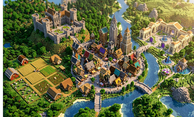 build minecraft city map, survival, creative minecraft builds castle hub builder