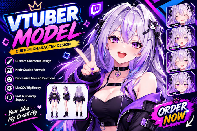 design and rig high quality live 2d vtuber model, 2d vtuber model, vtuber model