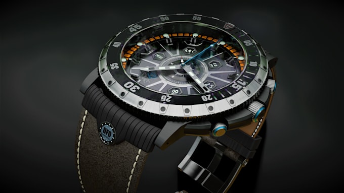 create a realistic 3d watch model luxury watch design product