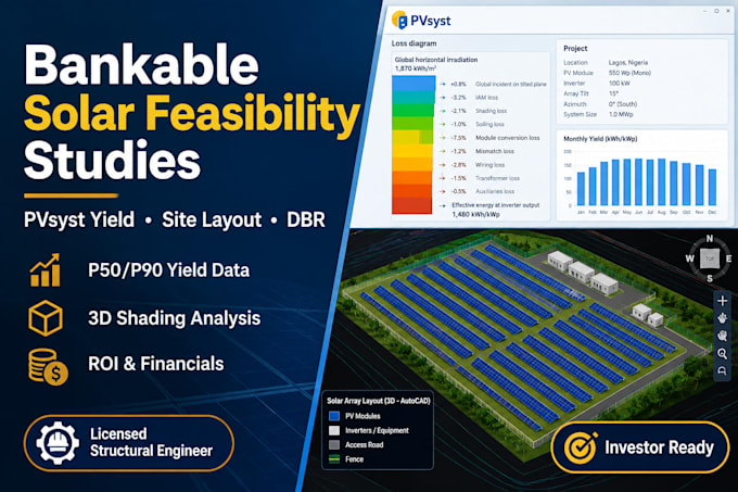 draft solar feasibility study pvsyst energy yield and site layout solar design